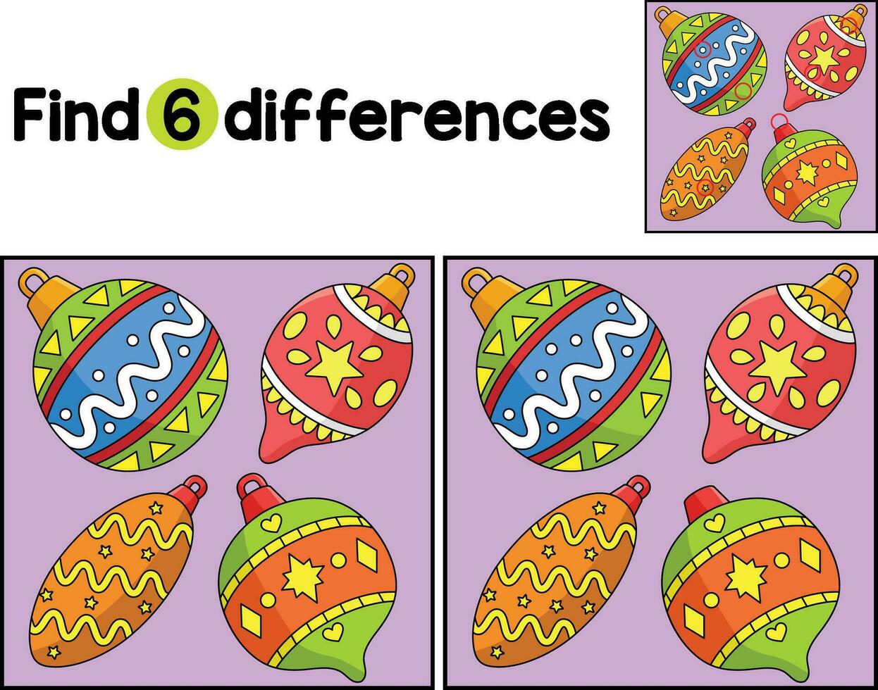 Christmas Ornament Find The Differences vector