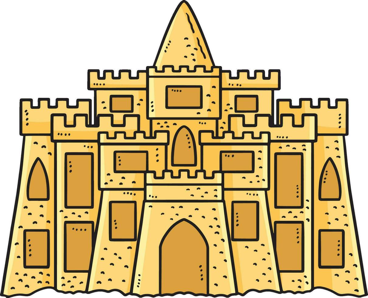 Sand Castle Cartoon Colored Clipart Illustration vector