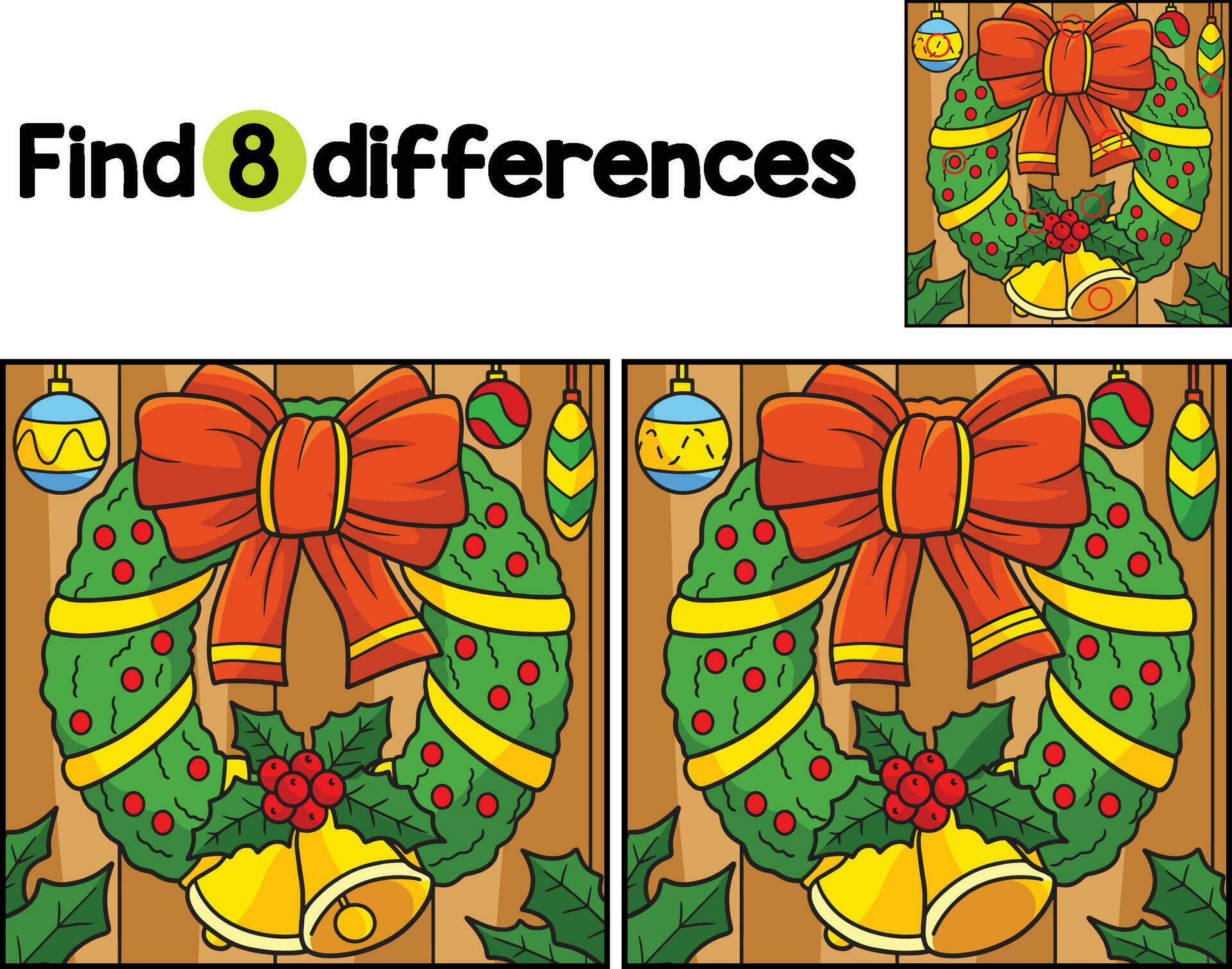 Christmas Wreath with Bells Find The Differences 27584500 Vector Art at
