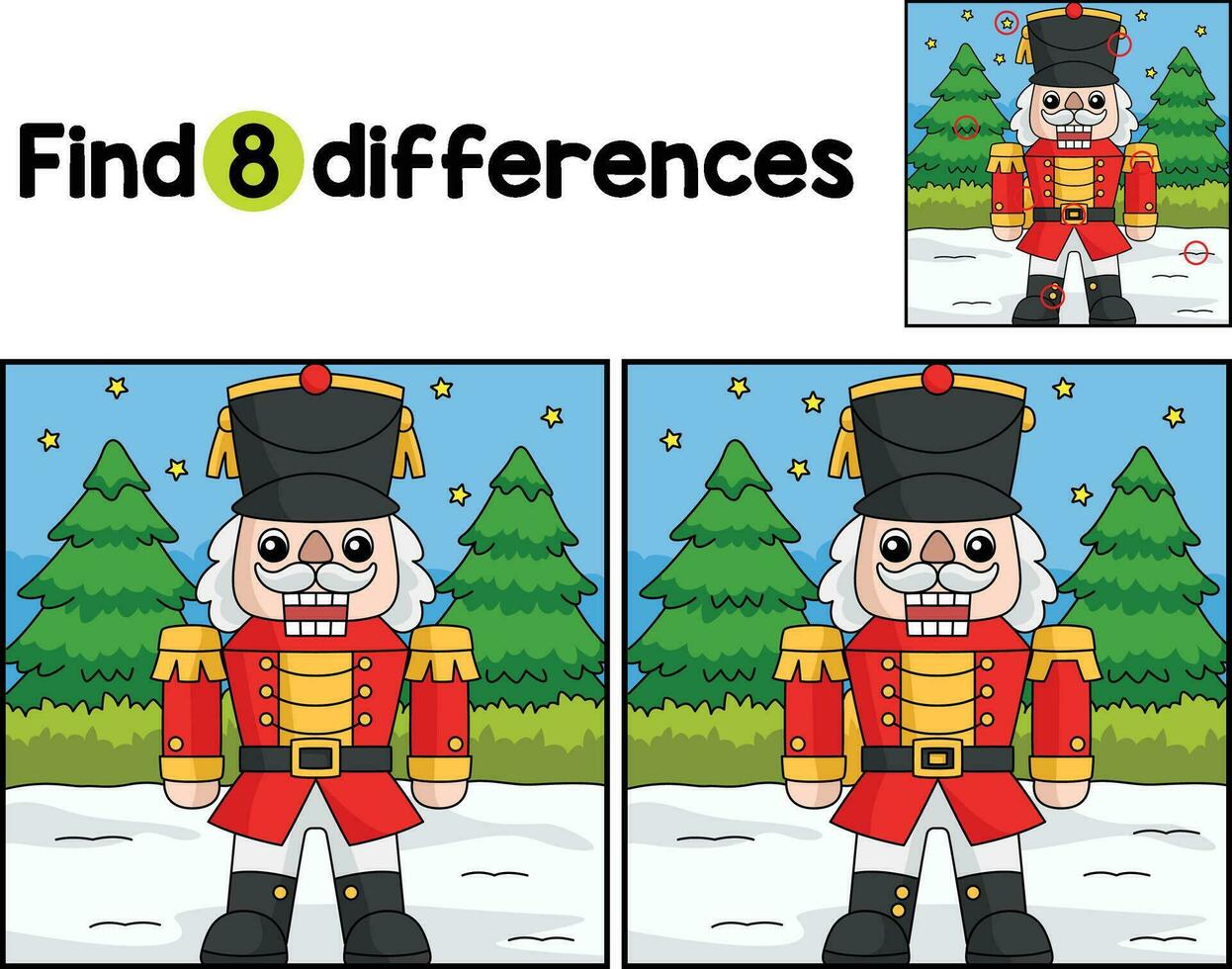 Christmas Nutcracker Find The Differences vector