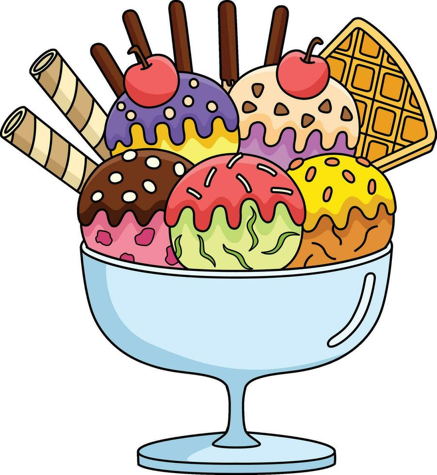 Ice Cream Cartoon Colored Clipart Illustration vector