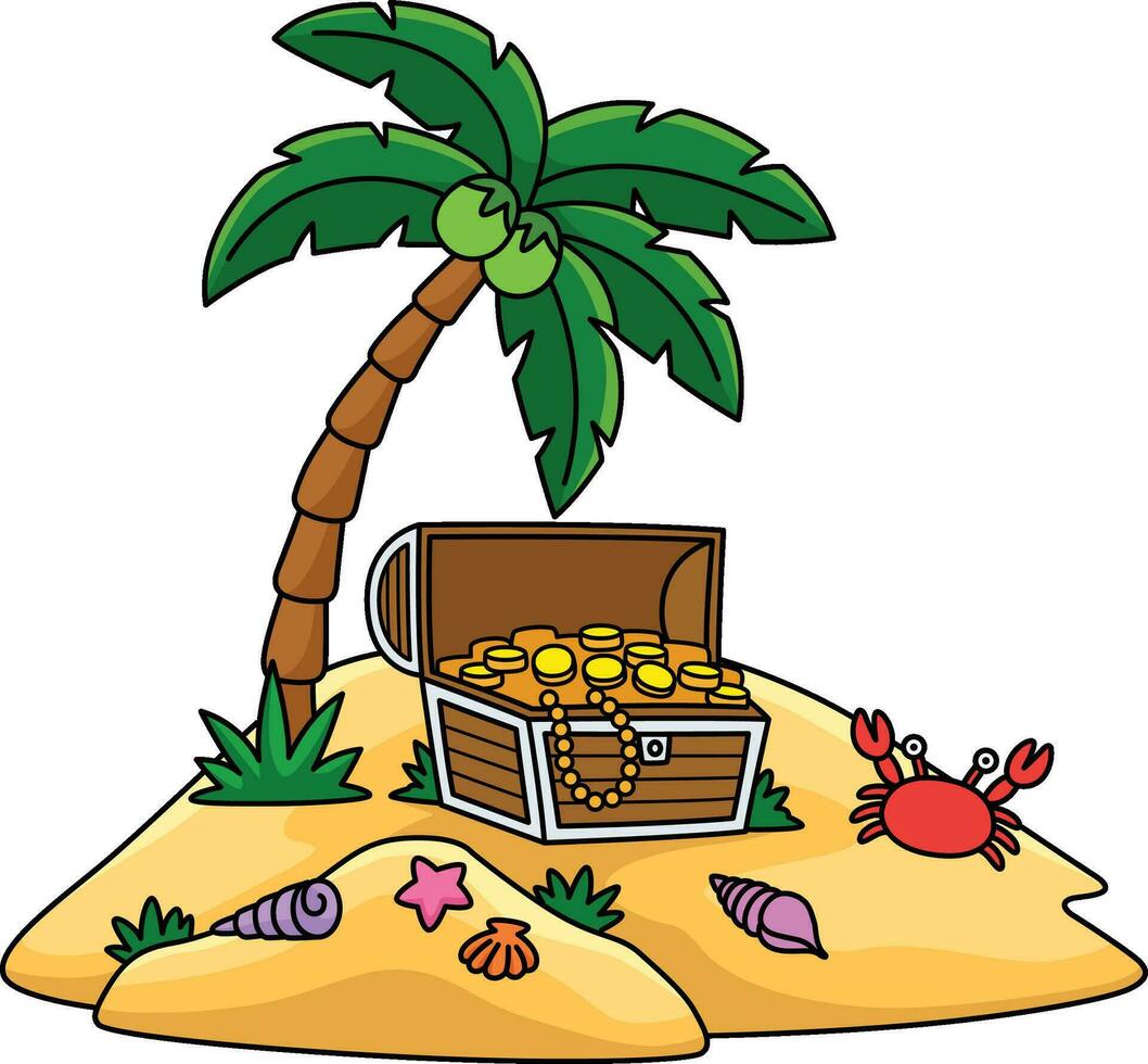 Island Summer Cartoon Colored Clipart Illustration vector
