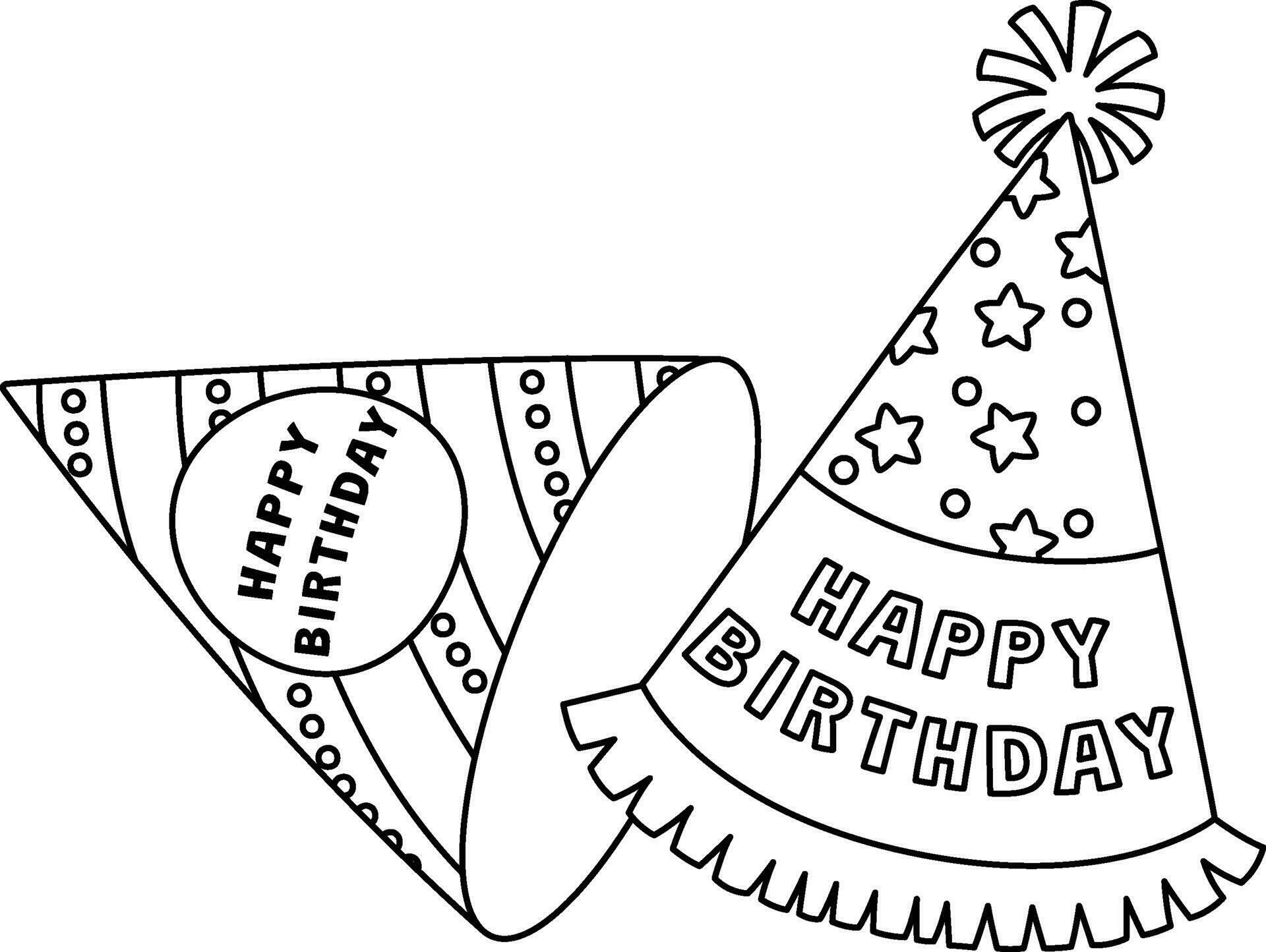 Birthday Party Hats Isolated Coloring Page 27584574 Vector Art at Vecteezy