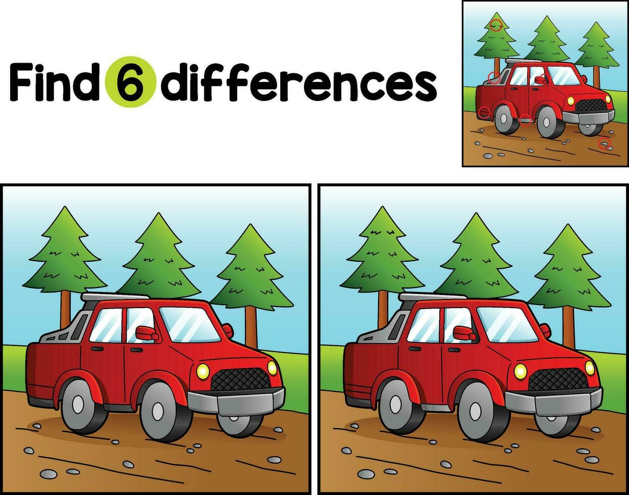 Off-Road Truck Vehicle Find The Differences vector