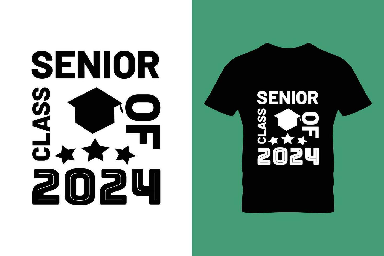 Senior class of 2024 typography t-shirt design template. Vector illustrations