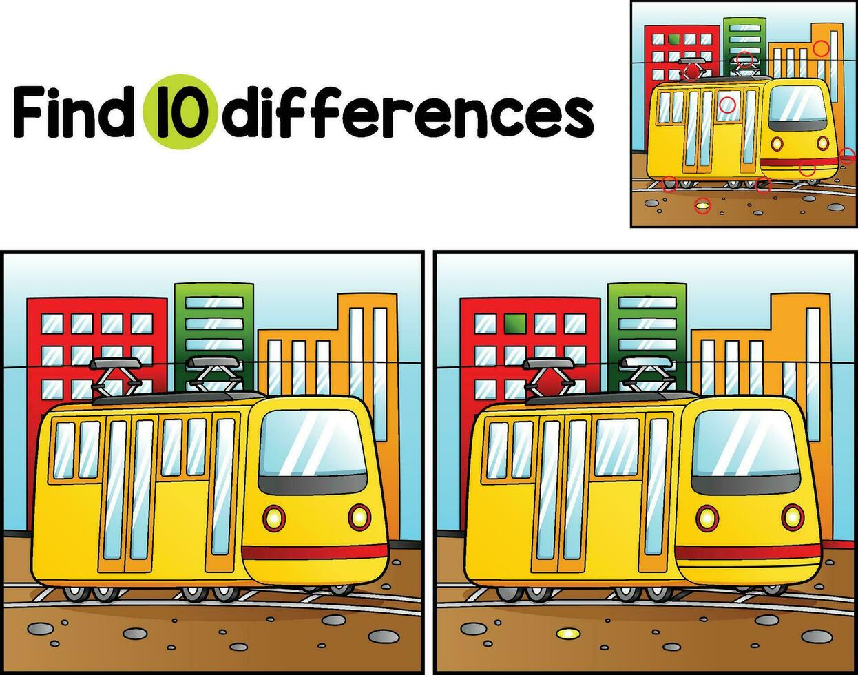 Tram Vehicle Find The Differences vector