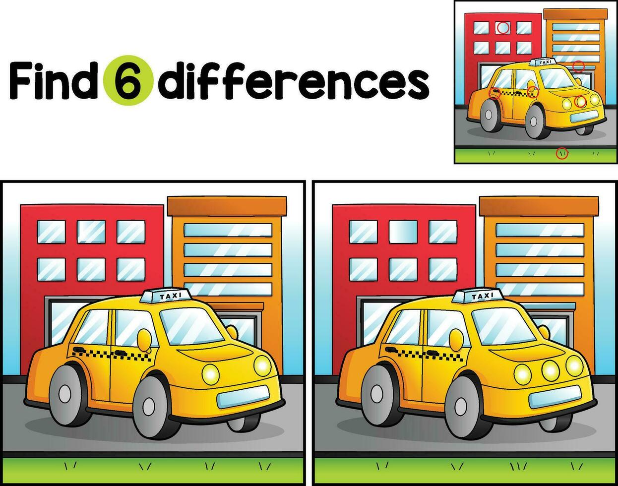 Taxi Vehicle Find The Differences vector