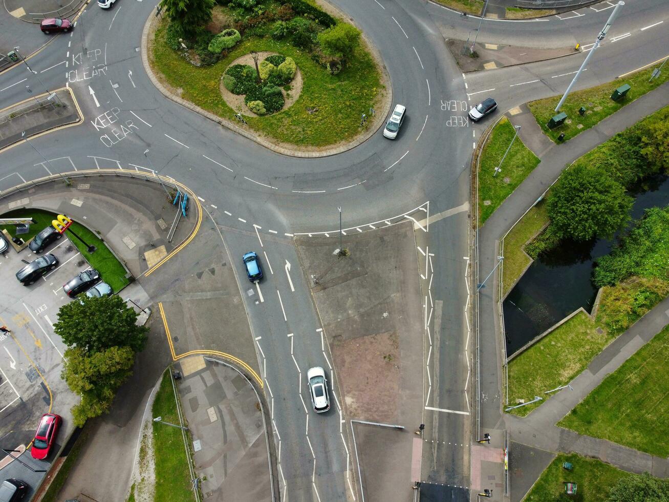 High Angle View of Western Luton City and Residential District. Aerial View of Captured with Drone's Camera on 30th July, 2023. England, UK photo