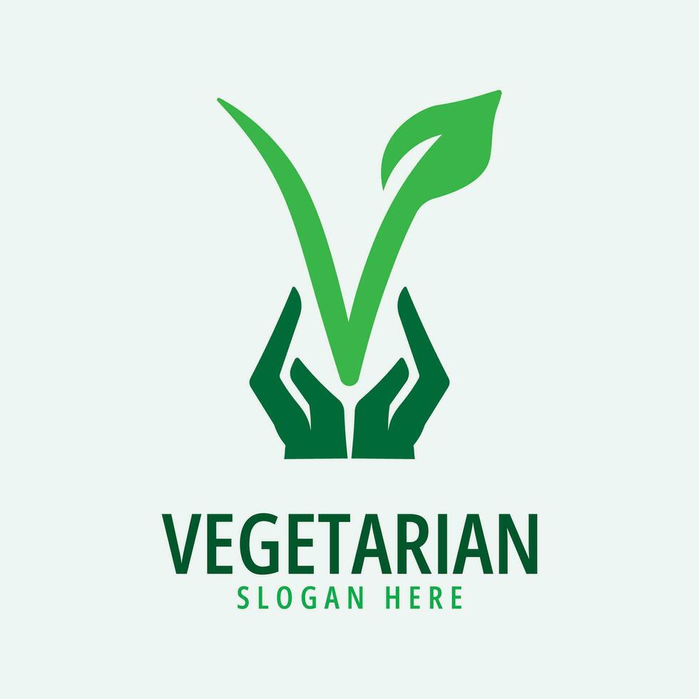 vegetariano logo vector ilustración diseño