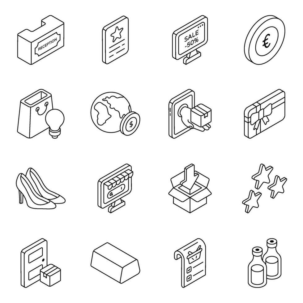 Pack of Ecommerce Flat Icons vector