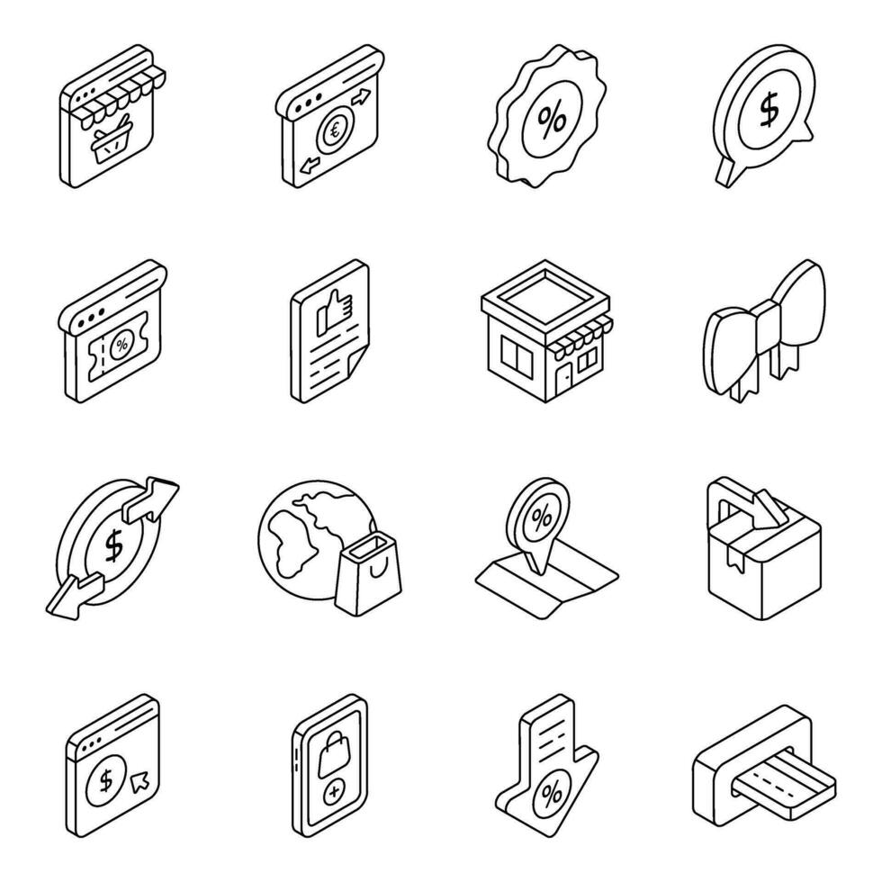 Pack of Online Shopping Flat Icons vector