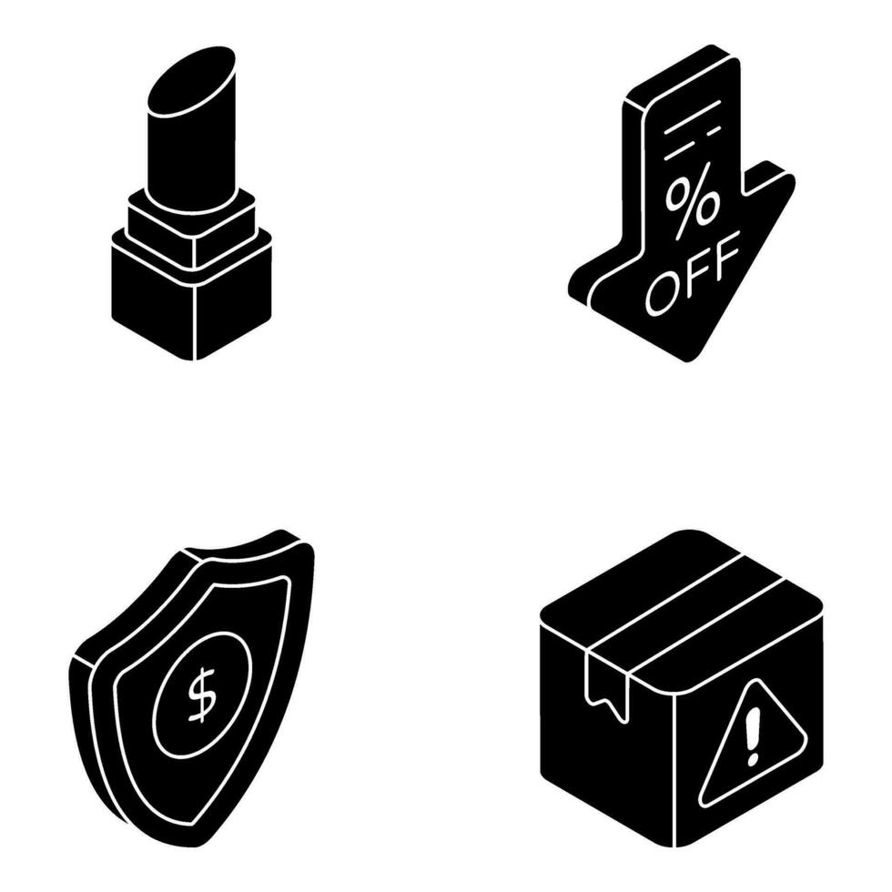 Pack of Shopping and Spending Solid Icons vector