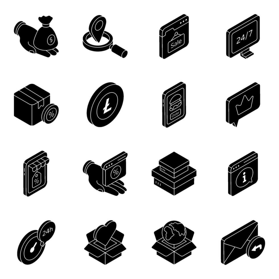 Pack of Shopping and Commerce Solid Icon vector