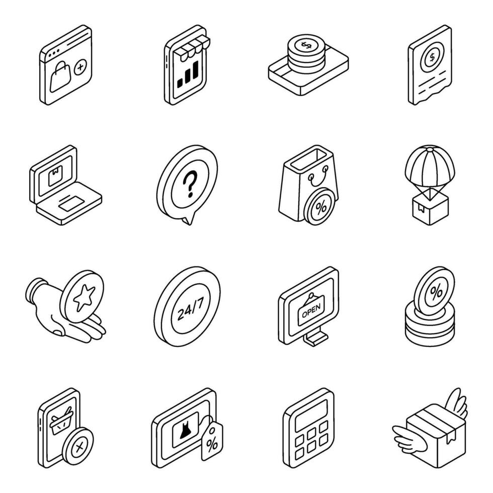 Pack of Shopping and Buying Flat Icons vector