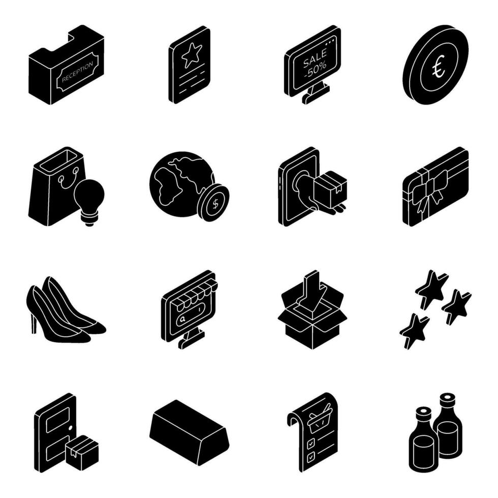 Pack of Ecommerce Solid Icon vector