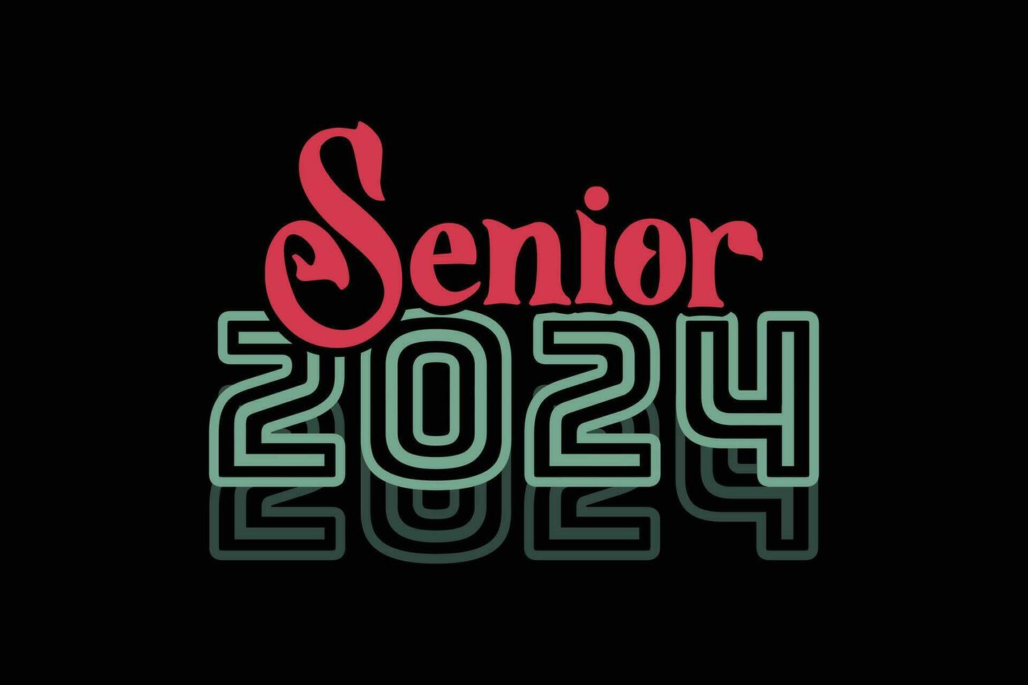 Senior 2024 Typography Design Template. vector