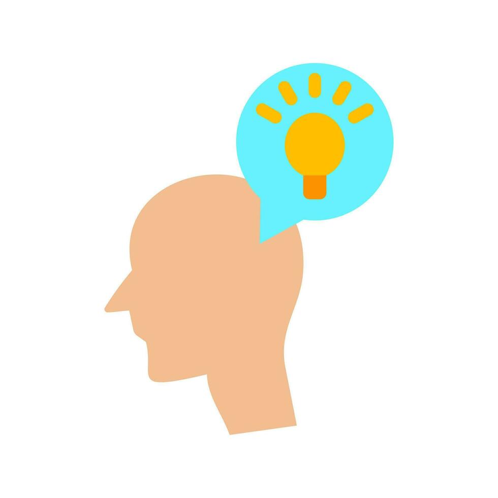 Head profile icon with thought idea thoughts. Face with light bulb. smart idea lamp symbol. Mind control, positive thinking and inspiration, psychology,vector illustration on a white background. vector