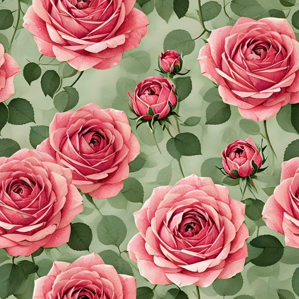 Beautiful Rose flower Pattern. Generative Ai photo