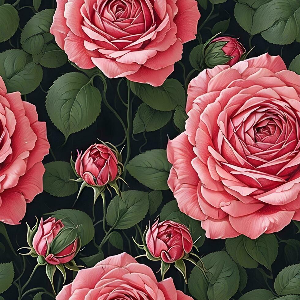 Beautiful Rose flower Pattern. Generative Ai photo