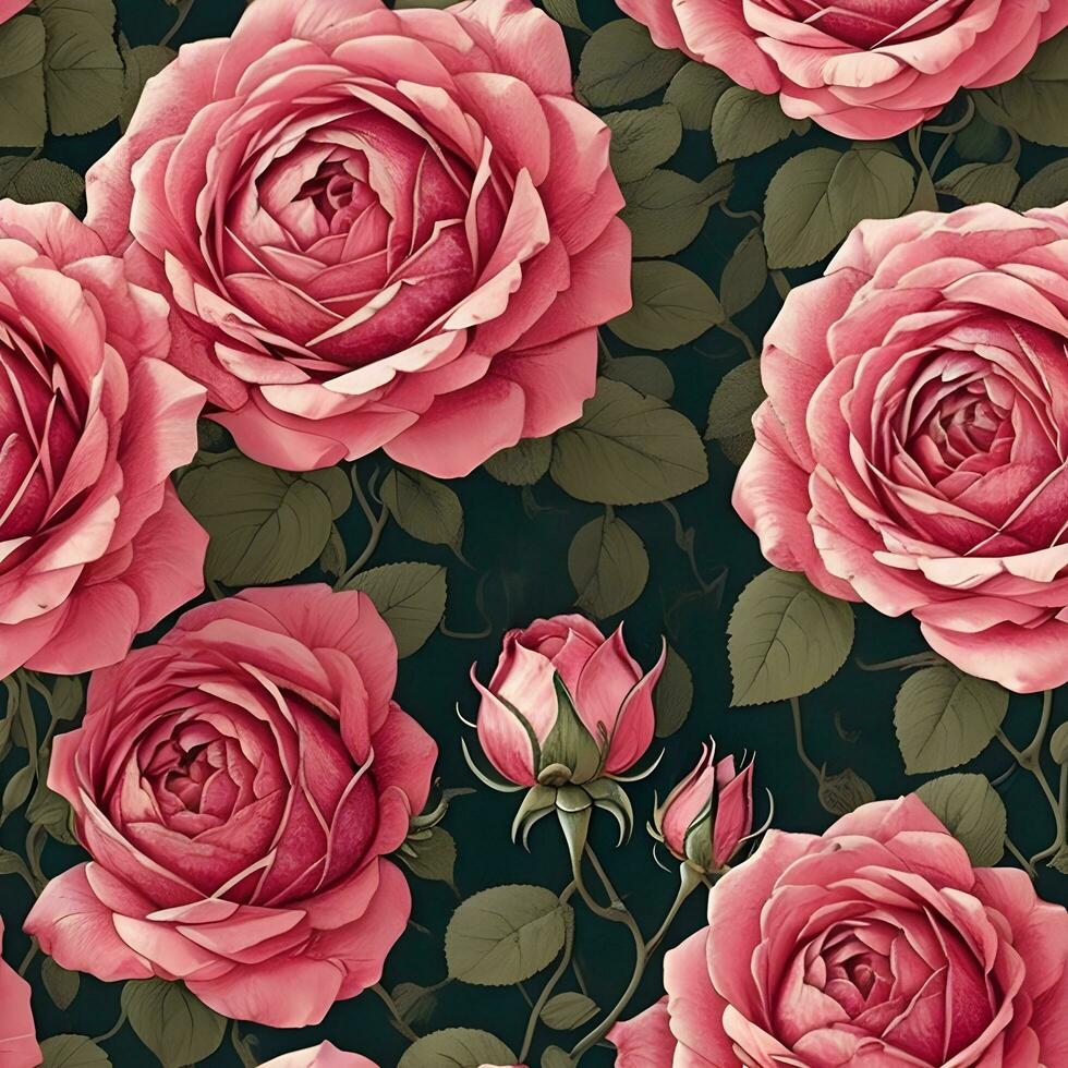 Beautiful Rose flower Pattern. Generative Ai photo
