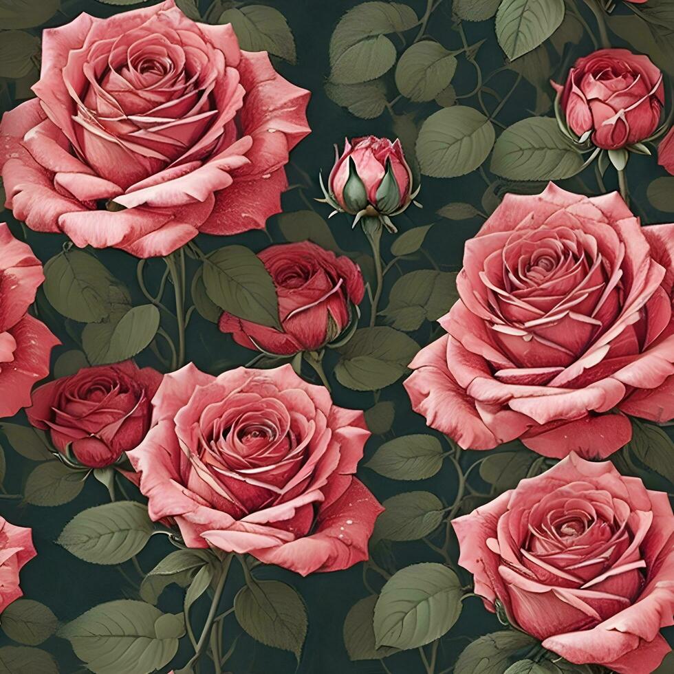 Beautiful Rose flower Pattern. Generative Ai photo