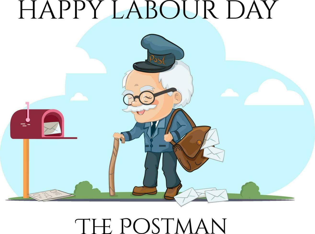 The Postman   vector hand-drawong character ,cartoon style.