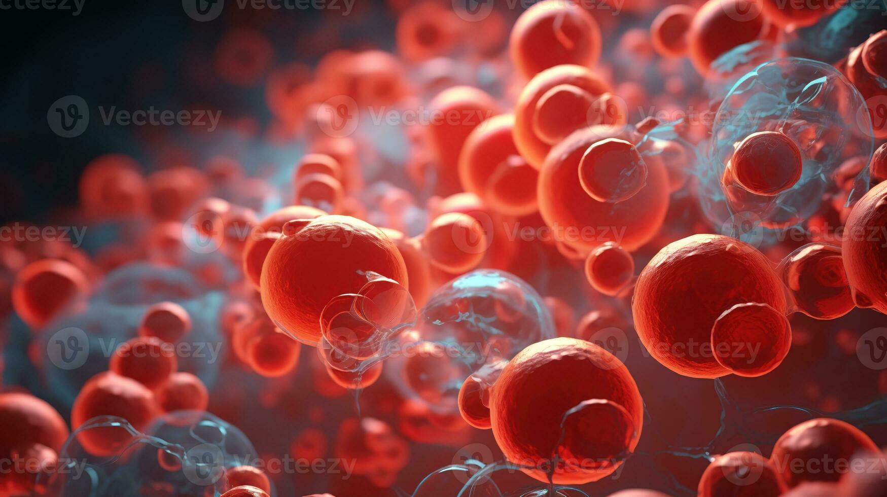 Red blood cells inside an artery, vein. photo