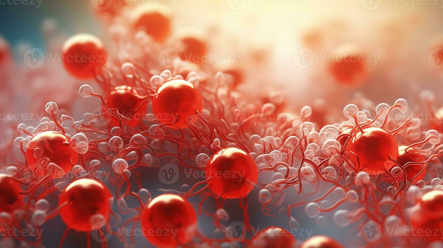 Red blood cells inside an artery, vein. photo