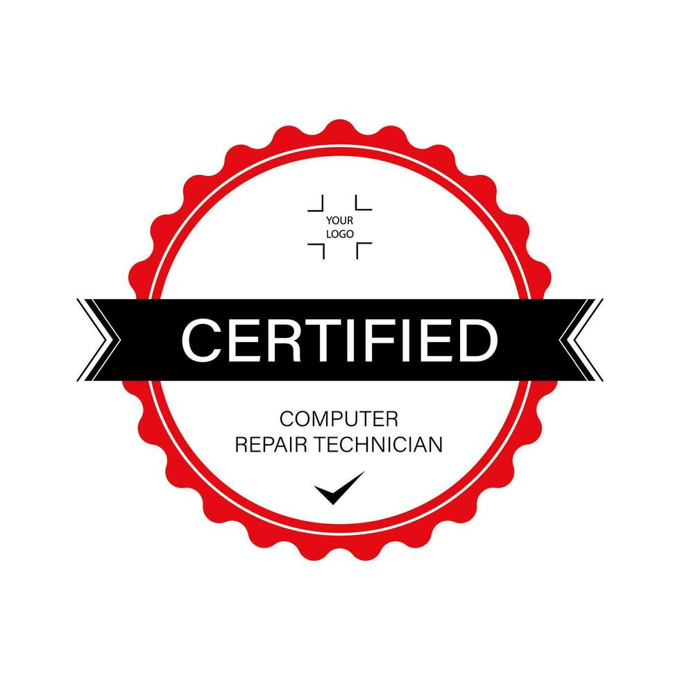 Professional round certificate of Computer Repair Technician vector