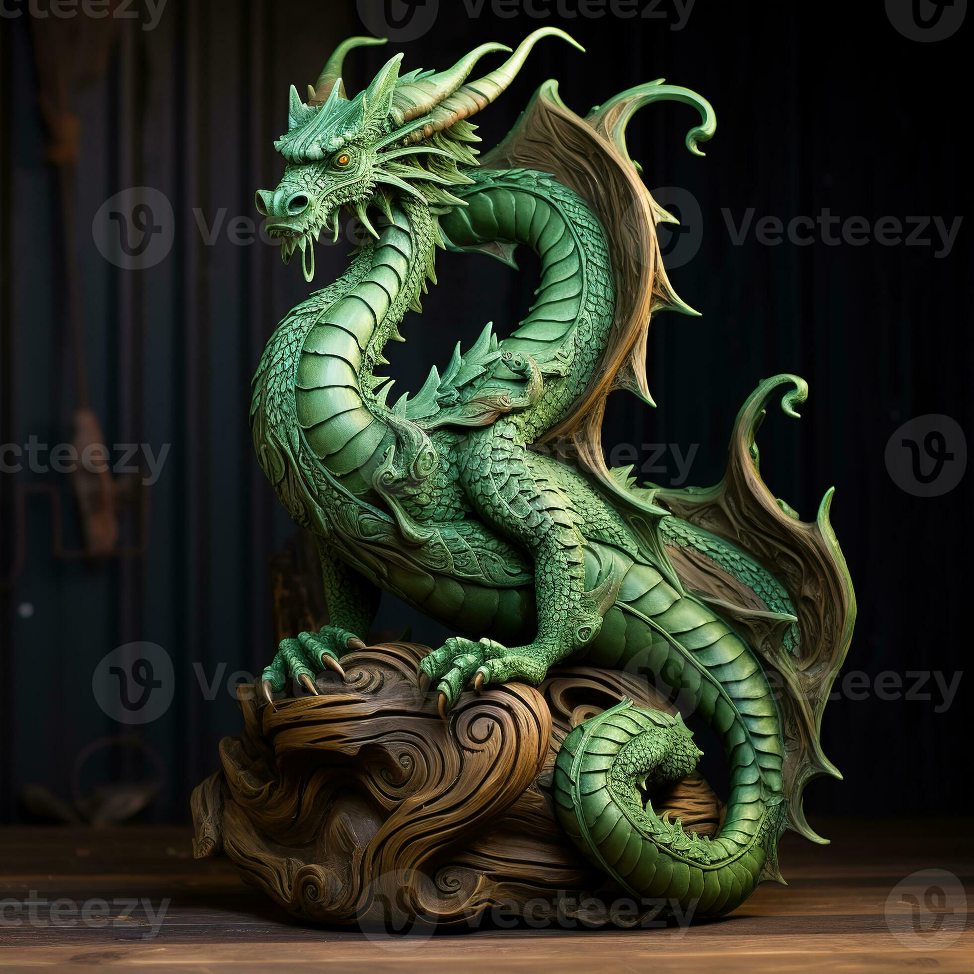 Green wooden dragon, new year 2024. 27594681 Stock Photo at Vecteezy
