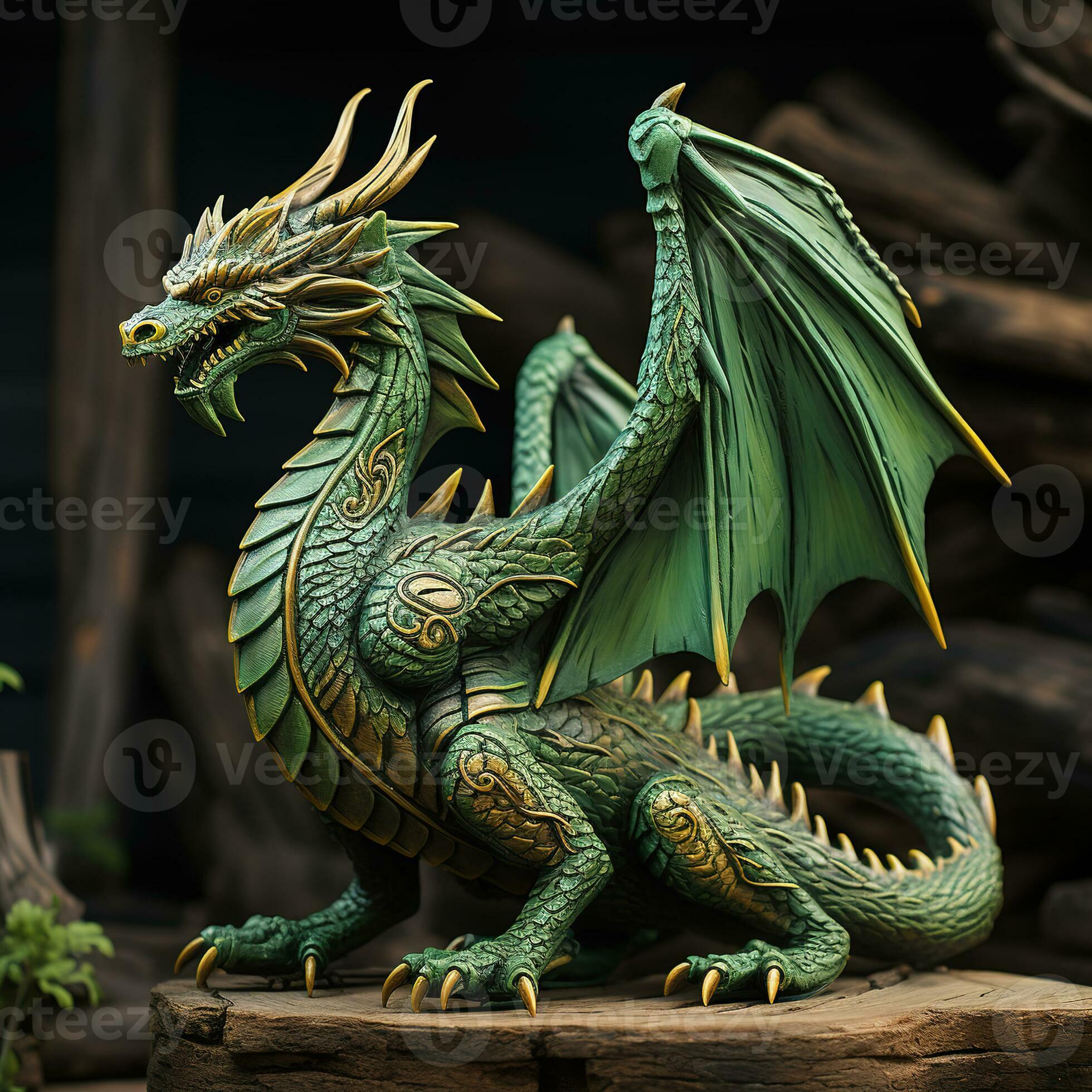 Green wooden dragon, new year 2024. 27594683 Stock Photo at Vecteezy