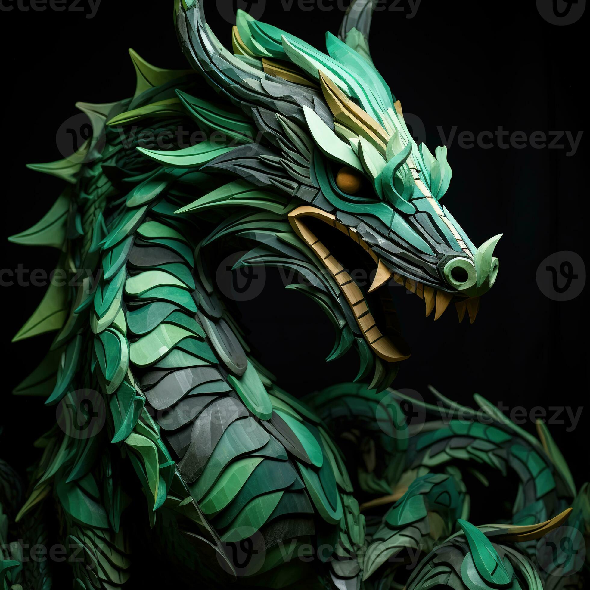 Green wooden dragon, new year 2024. 27594692 Stock Photo at Vecteezy