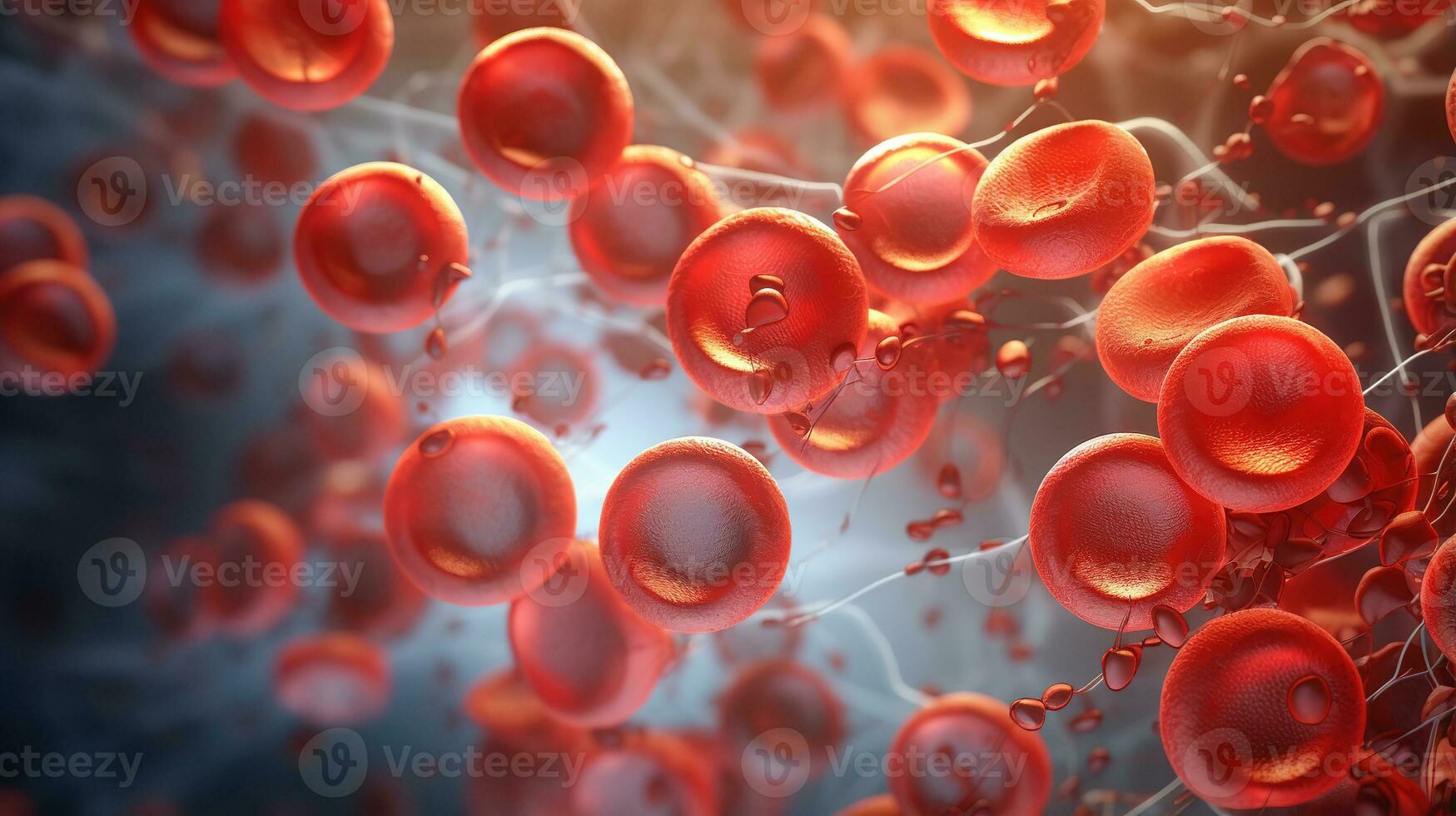 Red blood cells inside an artery, vein. photo