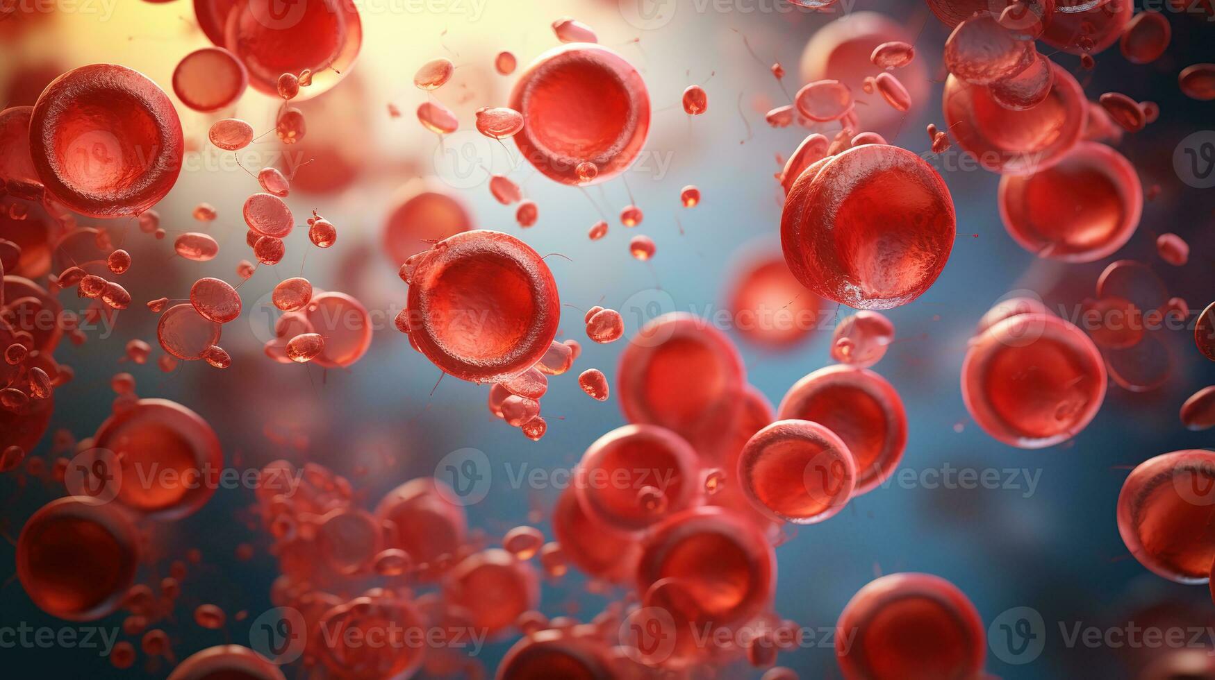 Red blood cells inside an artery, vein. photo