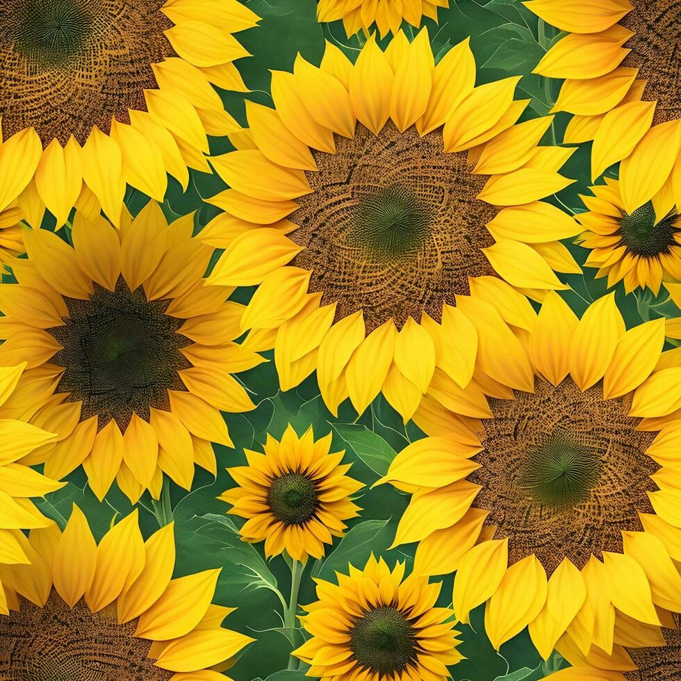 Beautiful Sunflower Pattern. Generative Ai photo