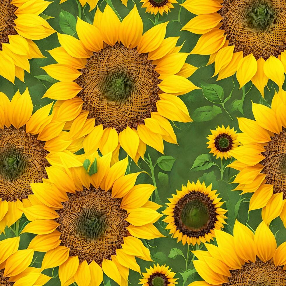 Beautiful Sunflower Pattern. Generative Ai photo