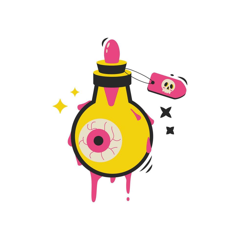 Halloween cartoon elements. Potion with an eye. vector