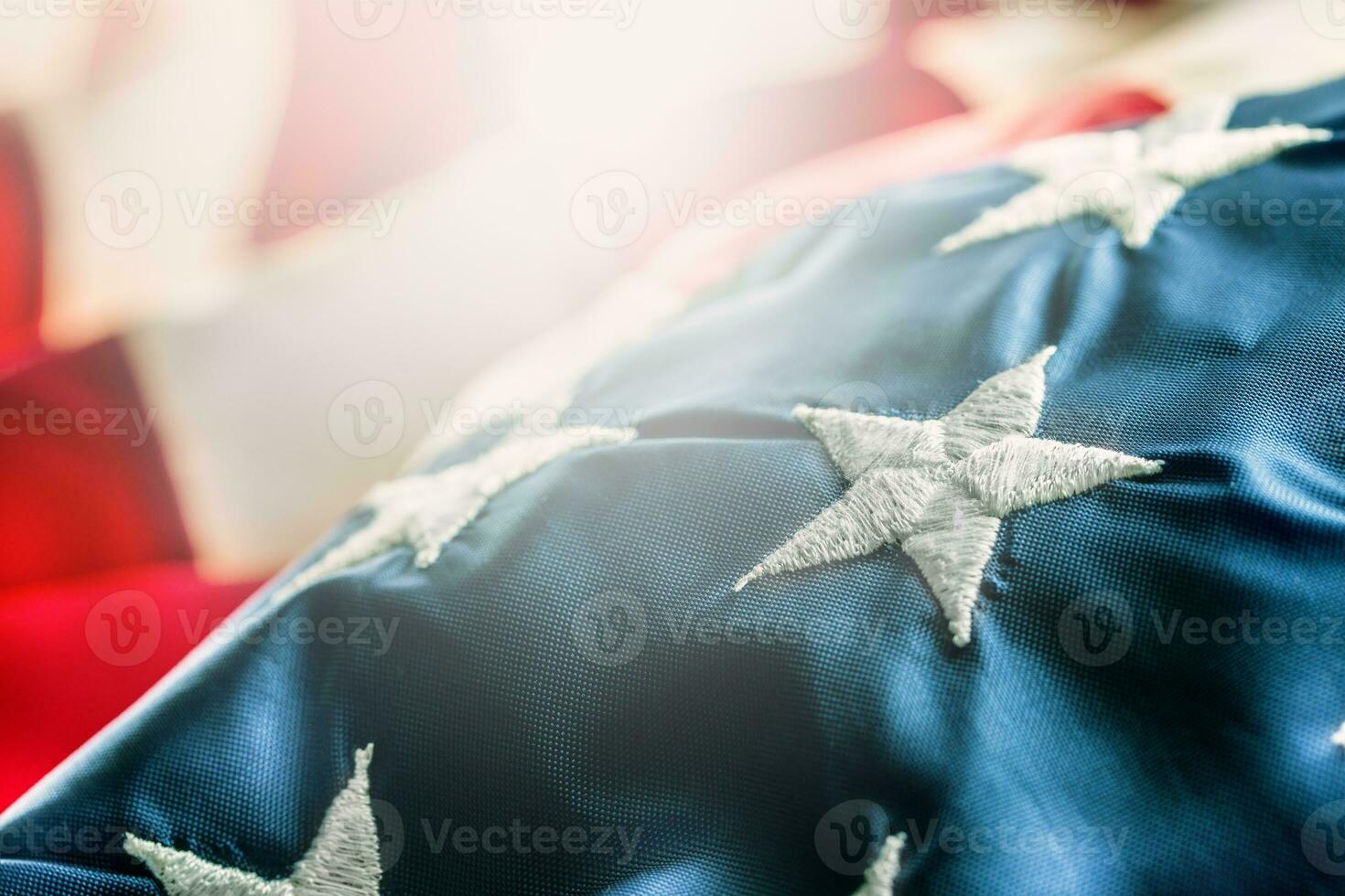 American flag. Usa Flag. Abstract perspective background of stripes and strars with american symbol -  Flag. photo