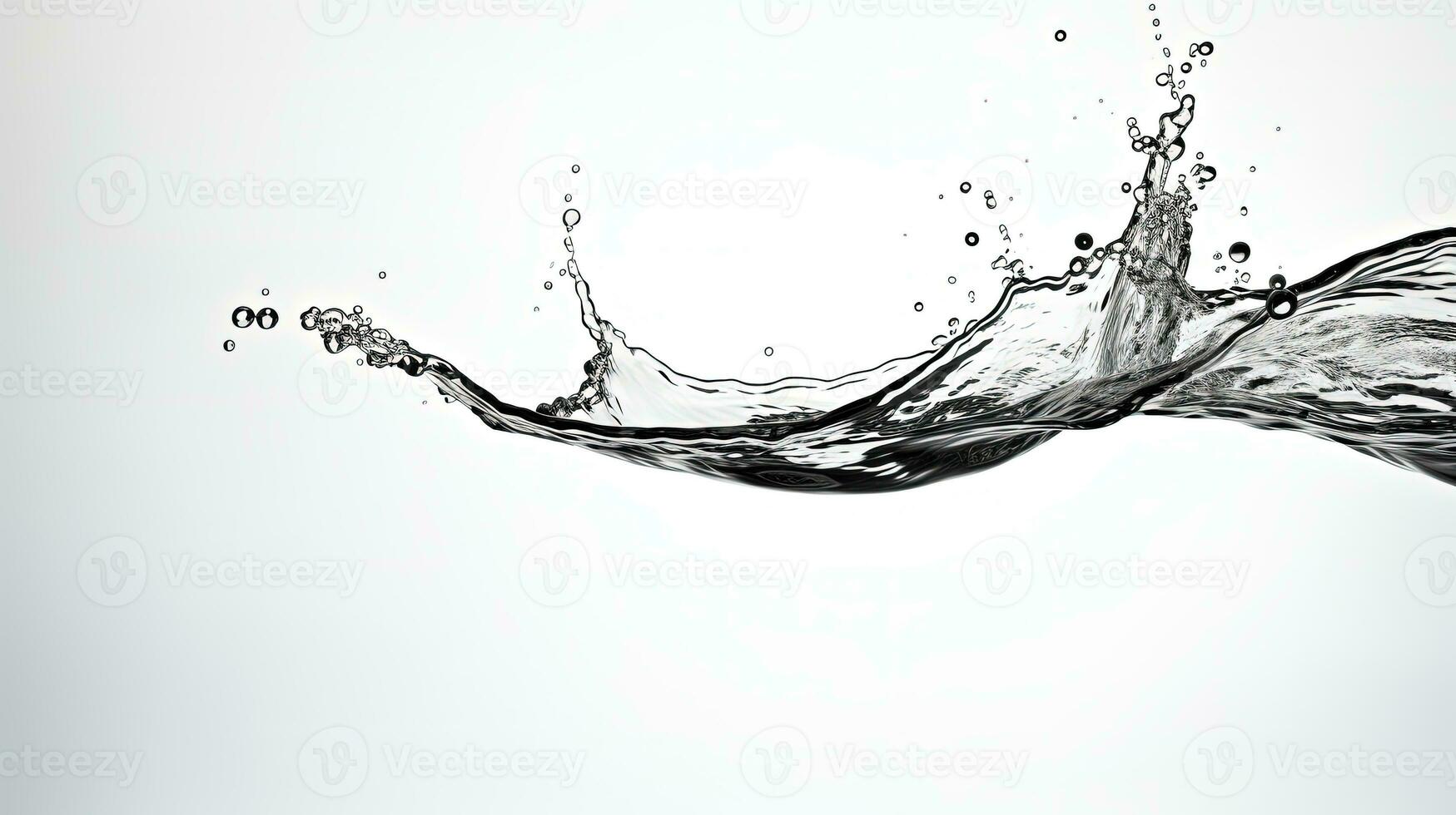 Fresh and clear water splash isolated on white background. silhouette concept photo