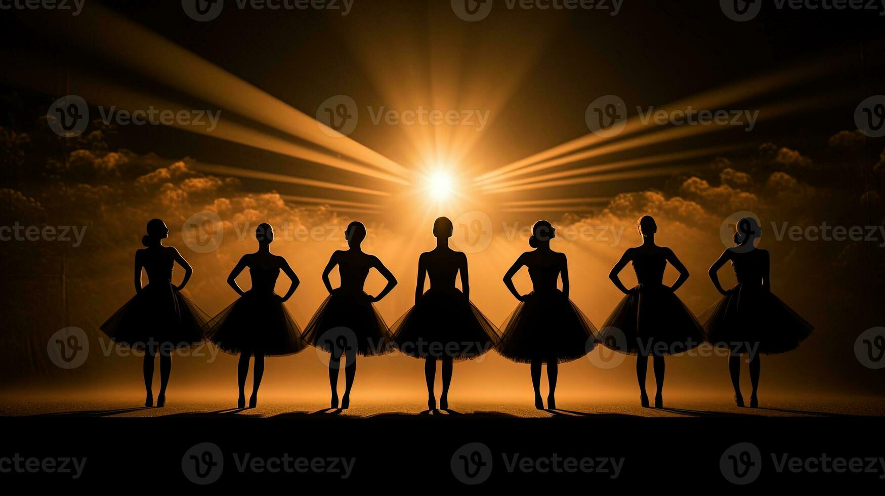 Dancers performing on stage. silhouette concept photo