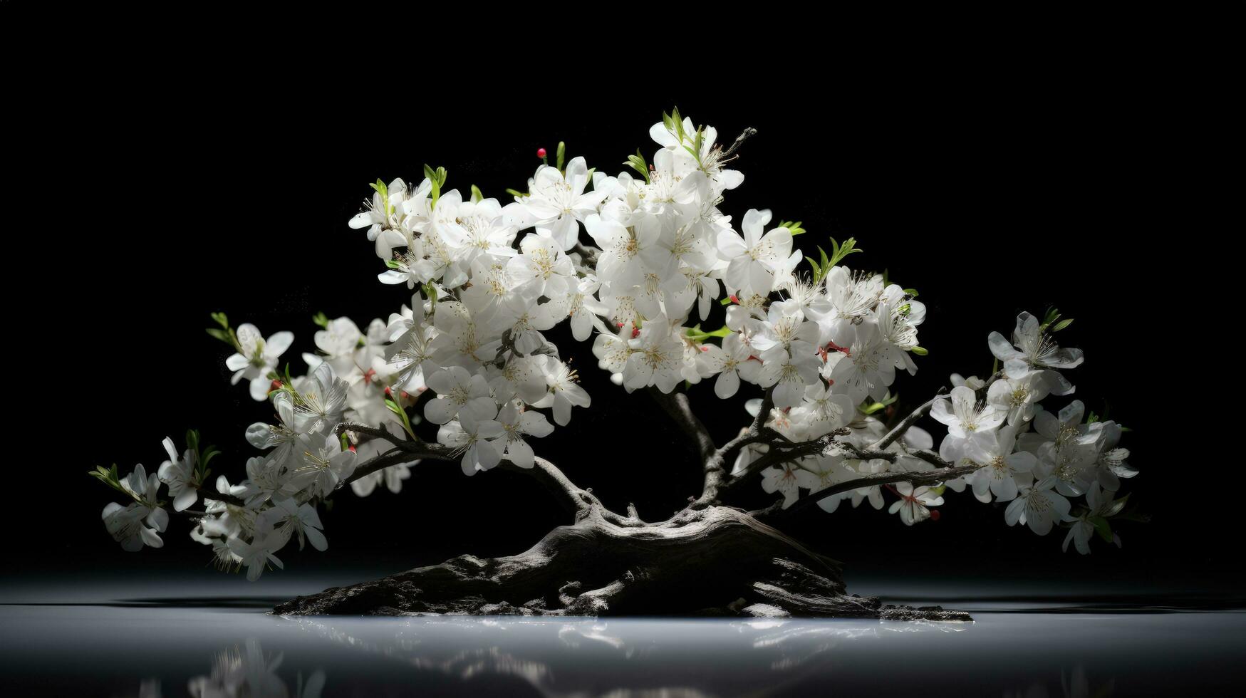 Blooming apple tree with white flowers. silhouette concept photo