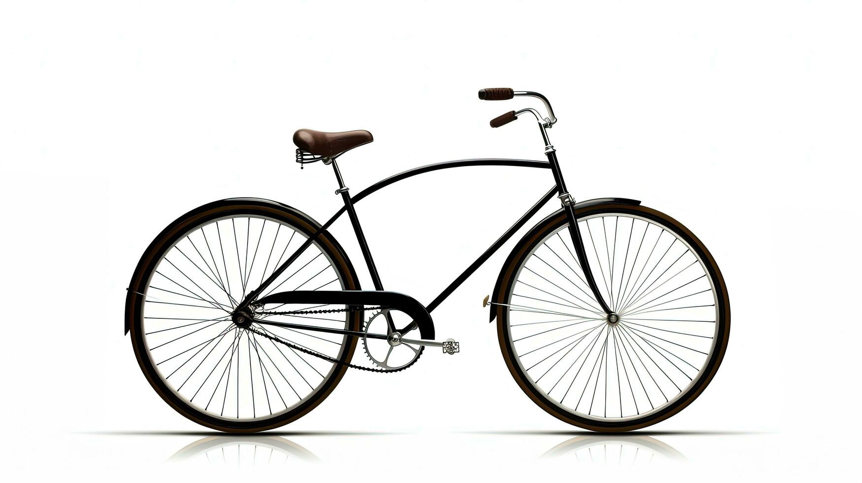 Isolated white vintage bike with shadow. silhouette concept photo