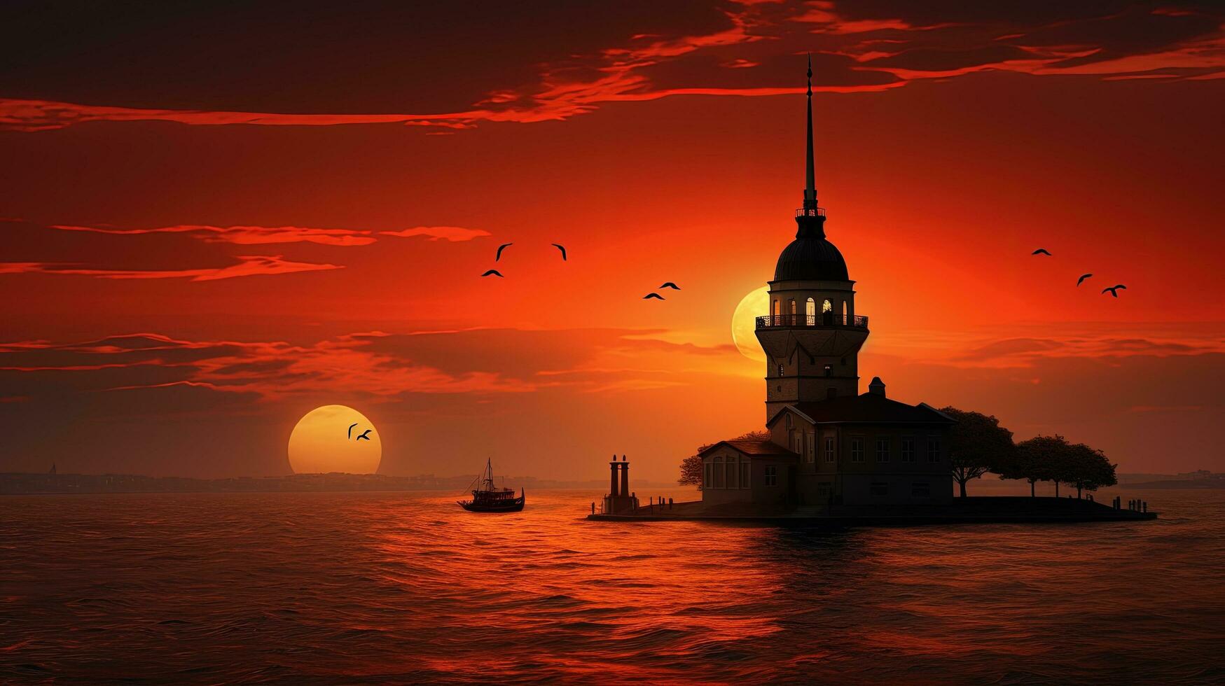 Tower in Istanbul Turkey. silhouette concept photo