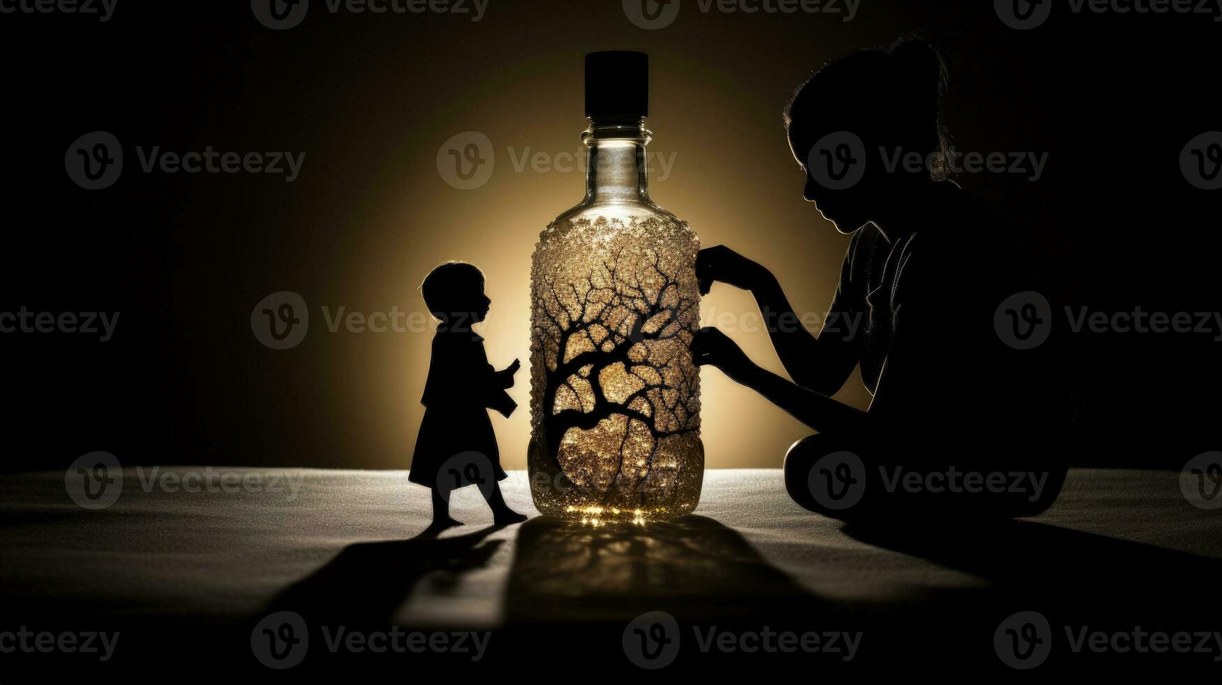 Bottle Sugar. silhouette concept photo