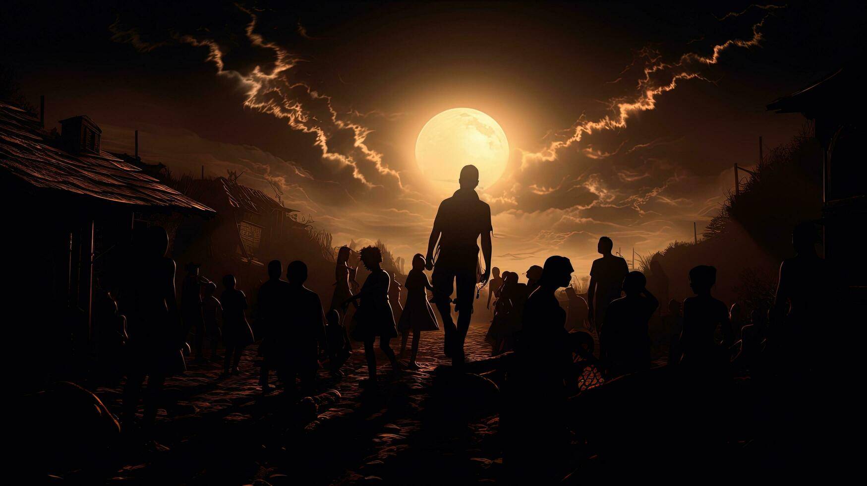 Angry moonshine People s shadows. silhouette concept photo