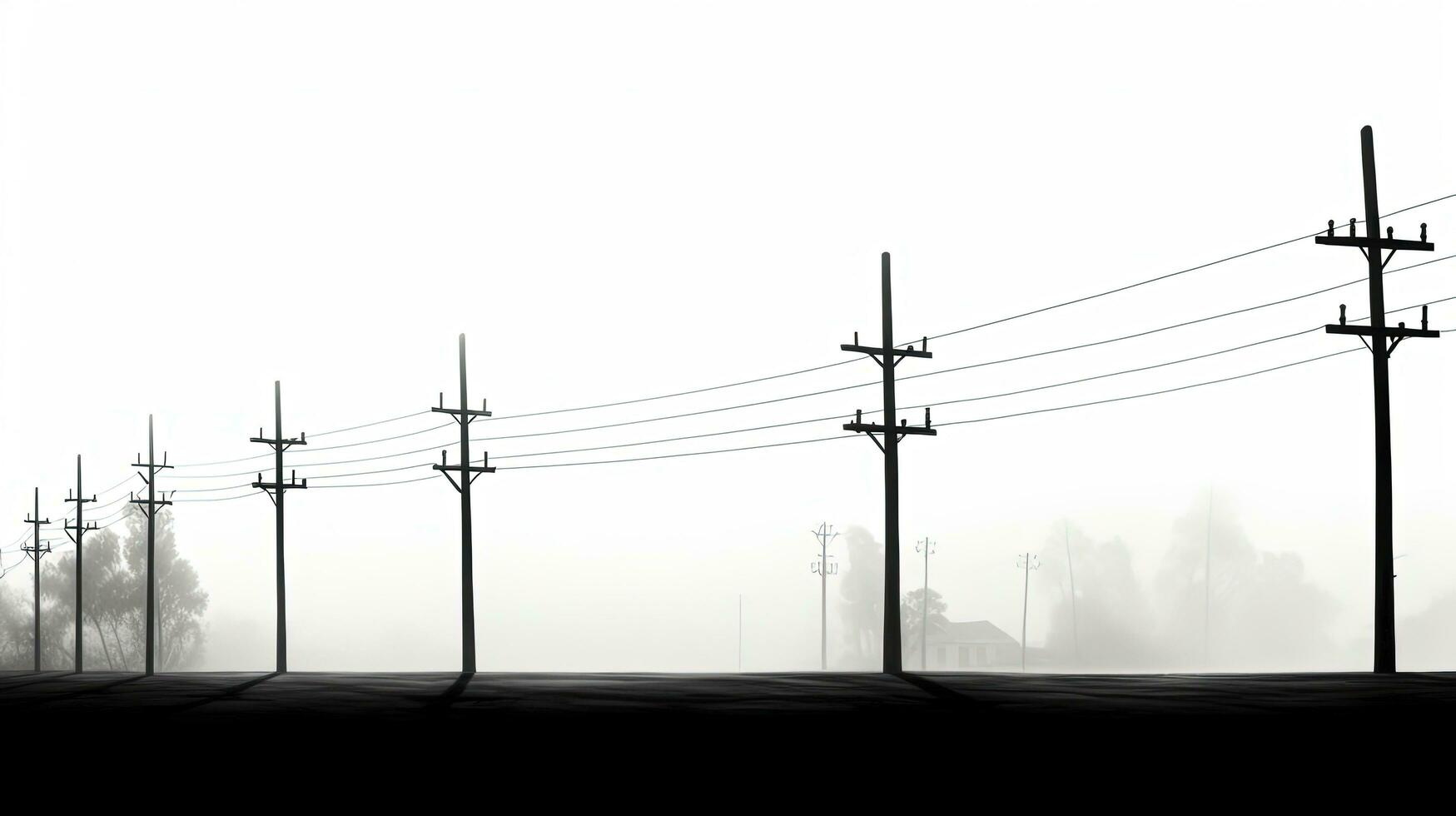 Electric poles isolated on a white background. silhouette concept photo