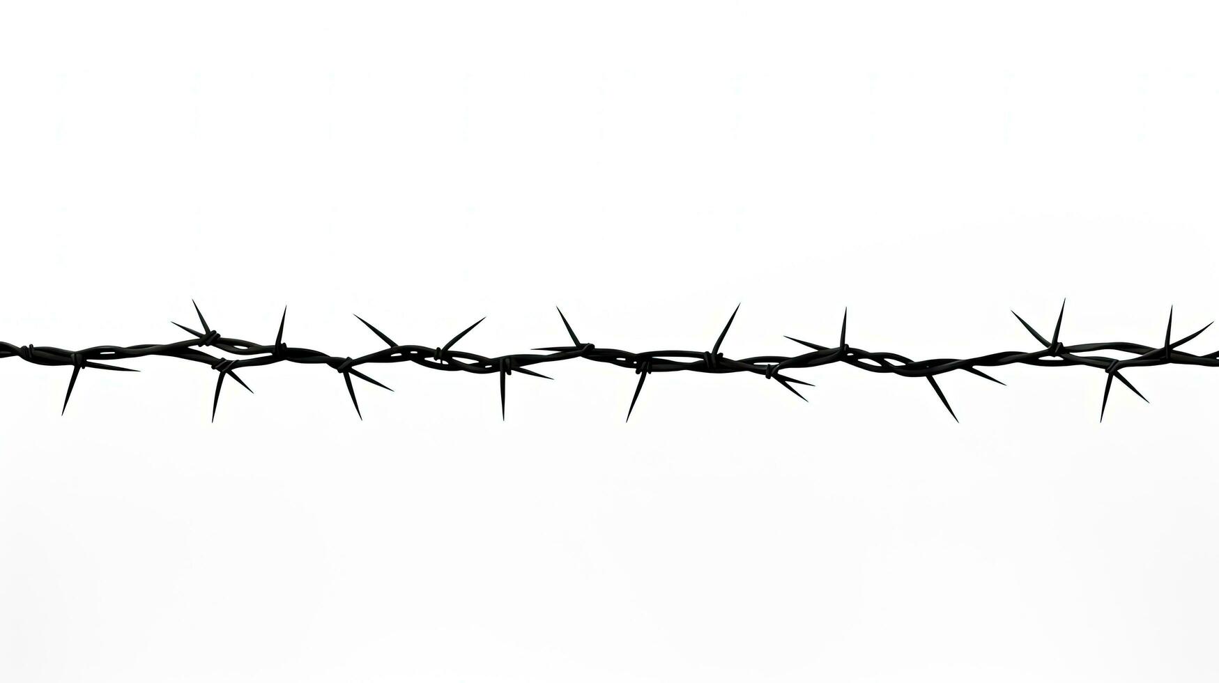 Isolated barb wire fence on white background. silhouette concept photo