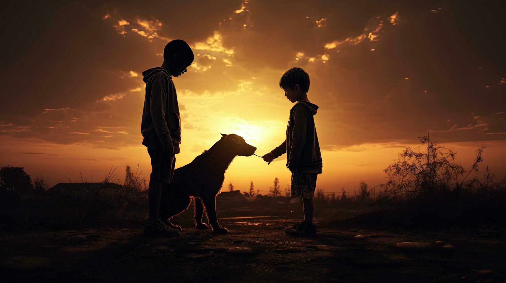 Closest companions. silhouette concept photo