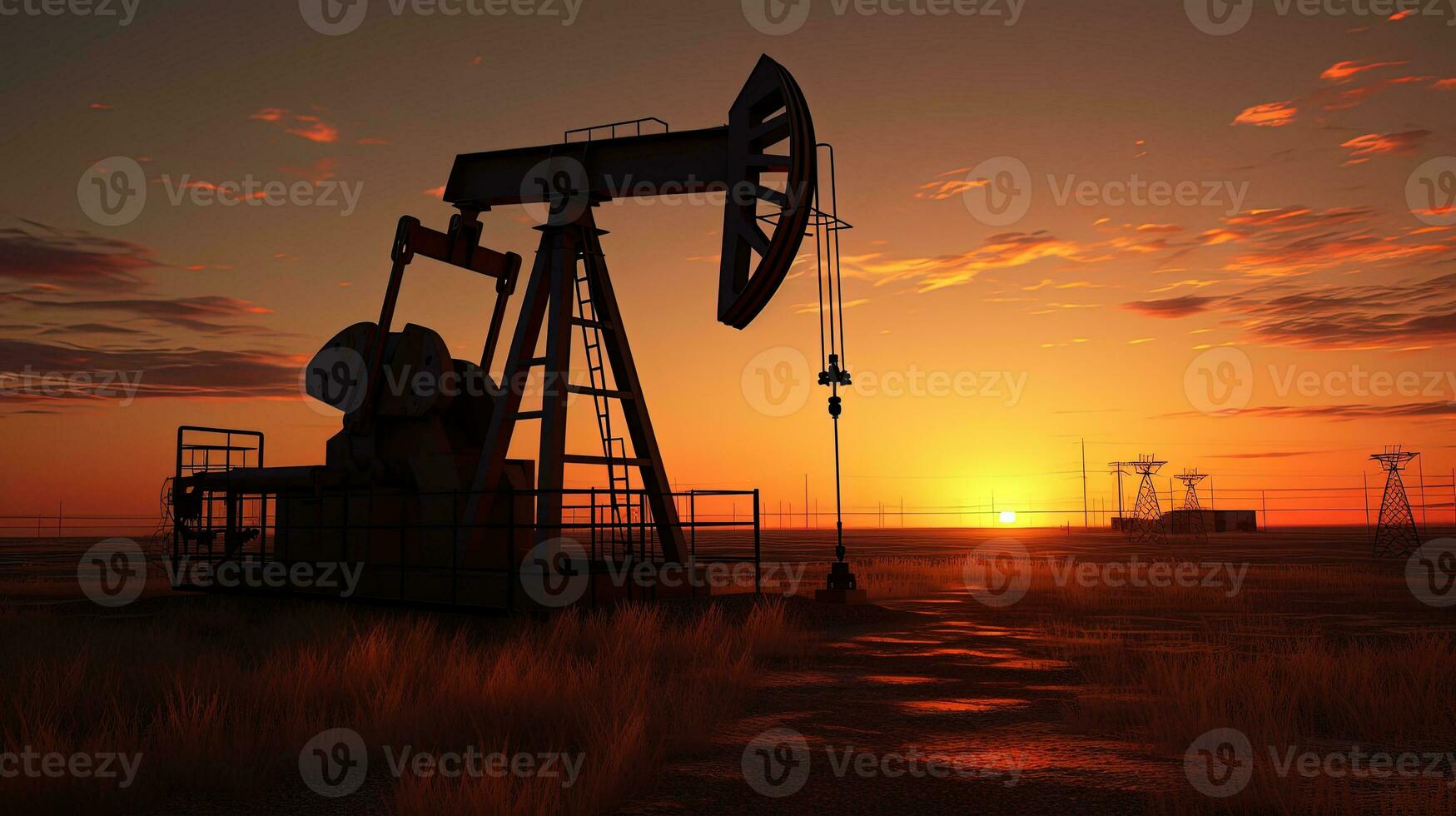 Industrial machinery used to pump oil. silhouette concept photo