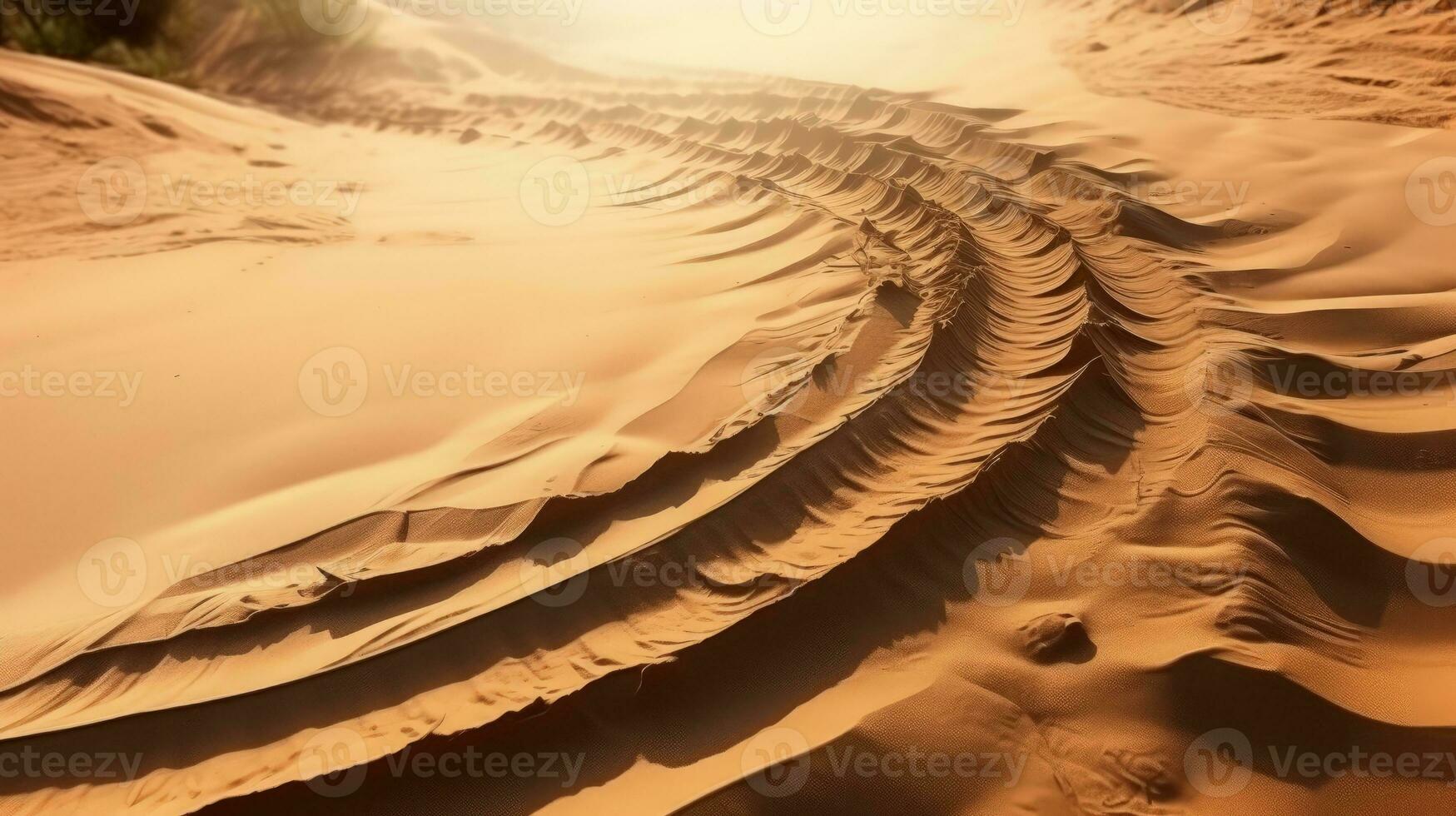 Abstract picture of tire track in sand representing transportation or difficult weather traffic conditions. silhouette concept photo